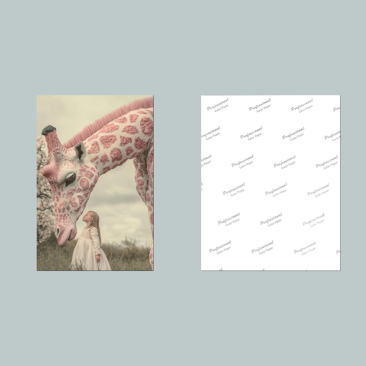 1309 Pink Giraffe and Girl 8x10 Glossy Photo - Fast-Secure Shipping MS