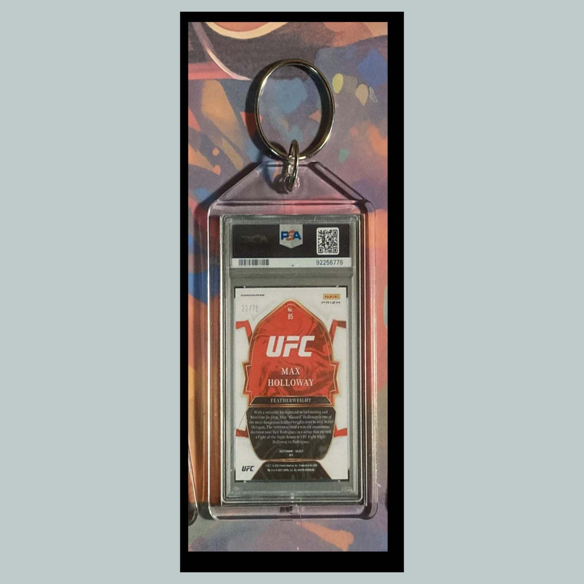3445 Max Holloway 2023 Panini Select Neon Green Custom Hand Made Keychain - Gift
