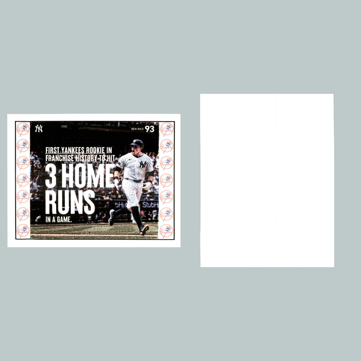 0072 P -8X10 Ben Rice 3hr-With 14 Yankee Logos Glossy Photo FastShip BBL