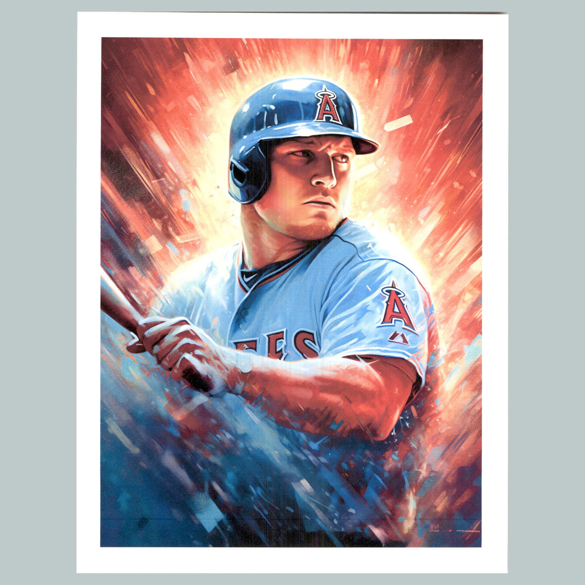 0170 P -8X10 Mike Trout Yellow And Red V Glossy Photo Fast-Secure Shipping BBL