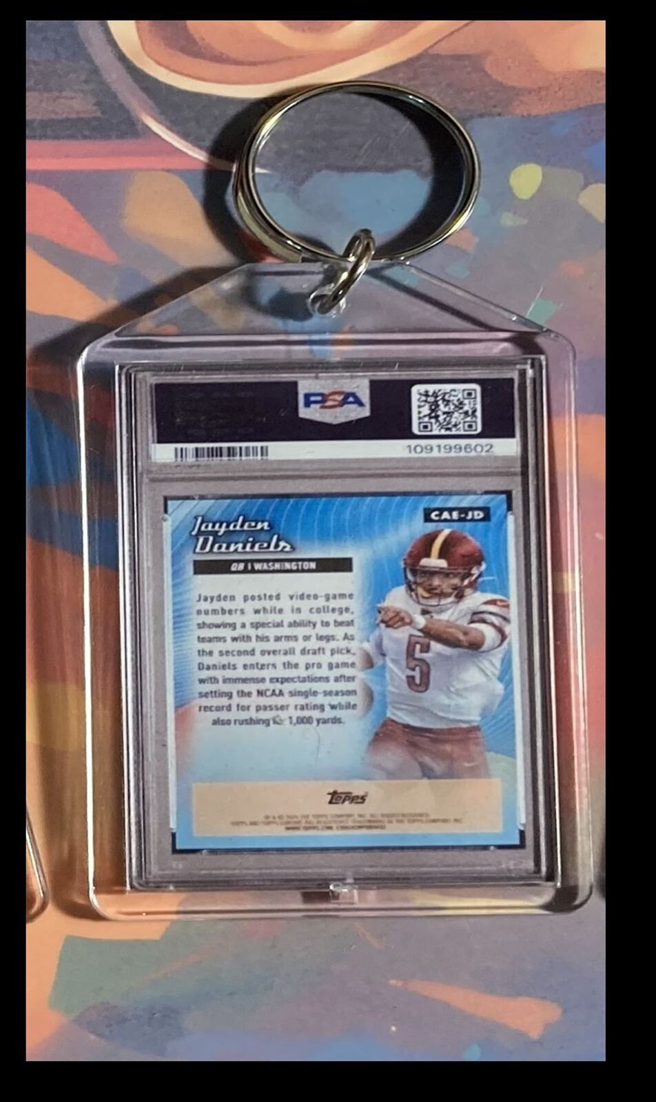 3119 Jayden Daniels 2024 Topps Chrome All-Etch SuperFractor Custom Keychain