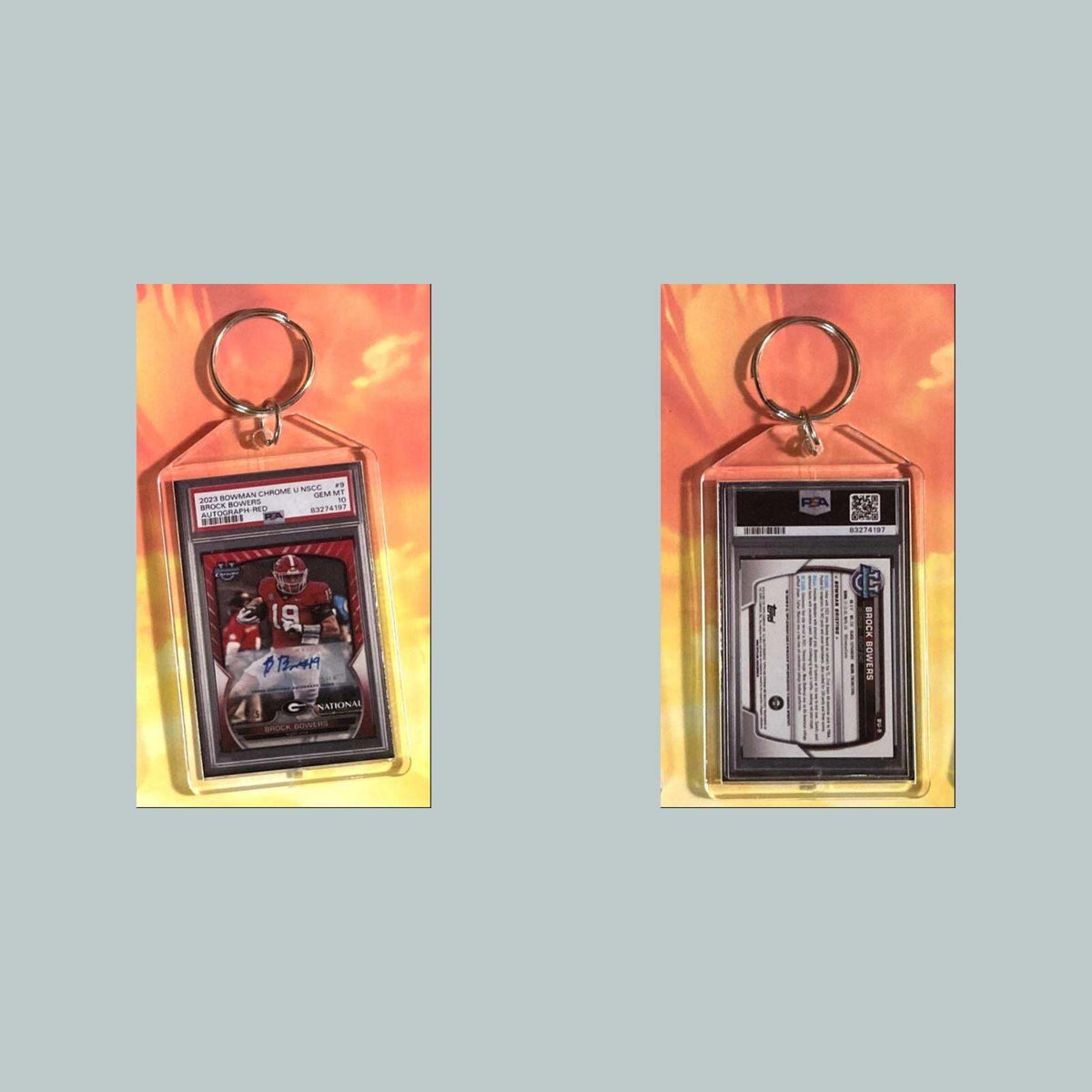 3696 Brock Bowers 2023 Bowman Chrome U Auto Custom Hand Made Keychain