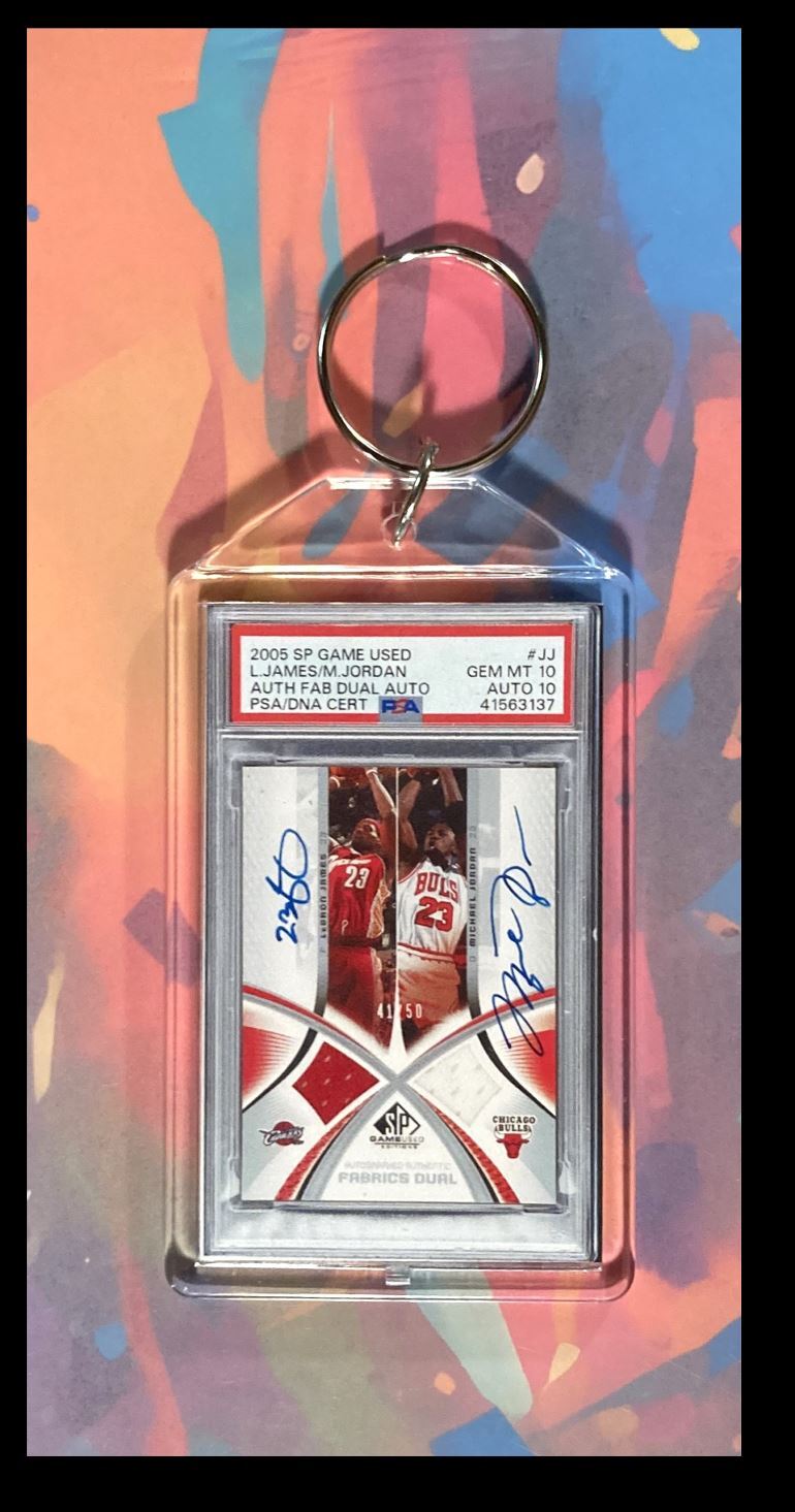 3051 Michael Jordan/LeBron James 2005 UD Fabrics Dual Autos Keychain