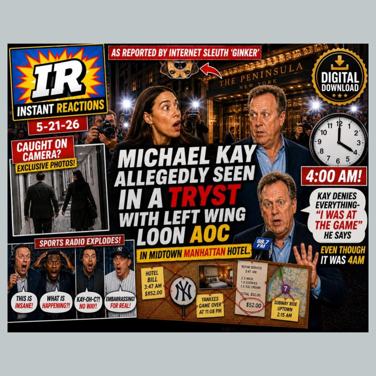 2780 Michael Kay and AOC Alleged Tryst Ginker’s Instant Reactions 8X10 Print