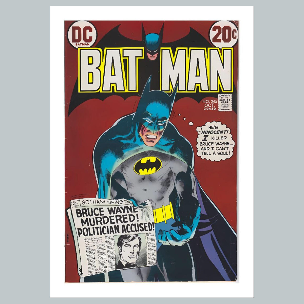 1937 Bat Man 8x10 Glossy Photo Comic Book Cover Fast-Secure Shipping