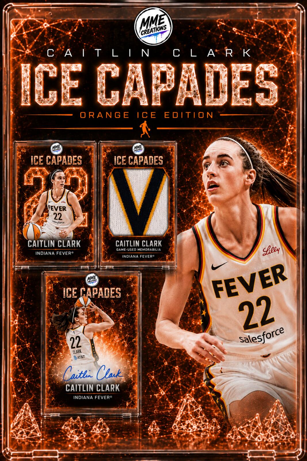 2630 Caitlin Clark Zoom Art | Orange Ice Capades Collector Set 5 Prints Set BKL
