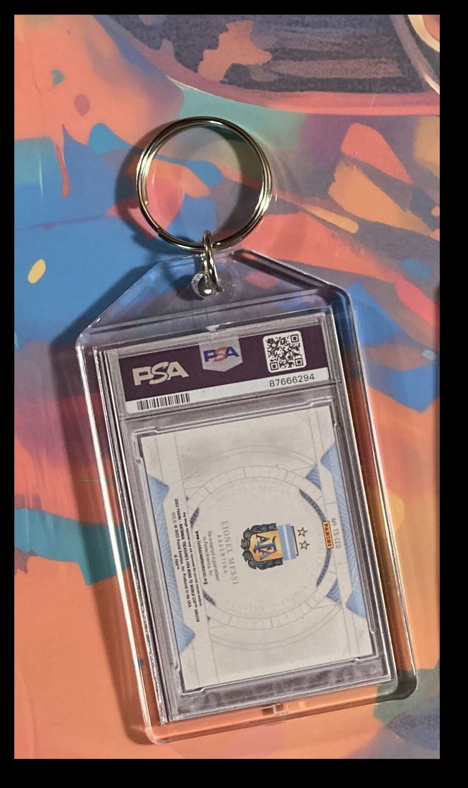 3114 Lionel Messi 2022 Panini Nat Treas Sapphire Auto Keychain Great Gift