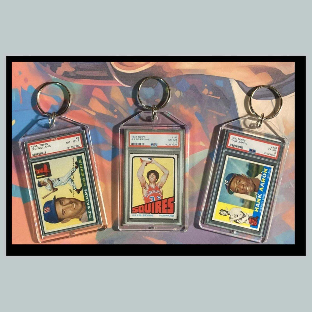 3441B Ted Williams/Julius Erving/Hank Aaron 3 Pack Bundle -3 Novelty Keychains