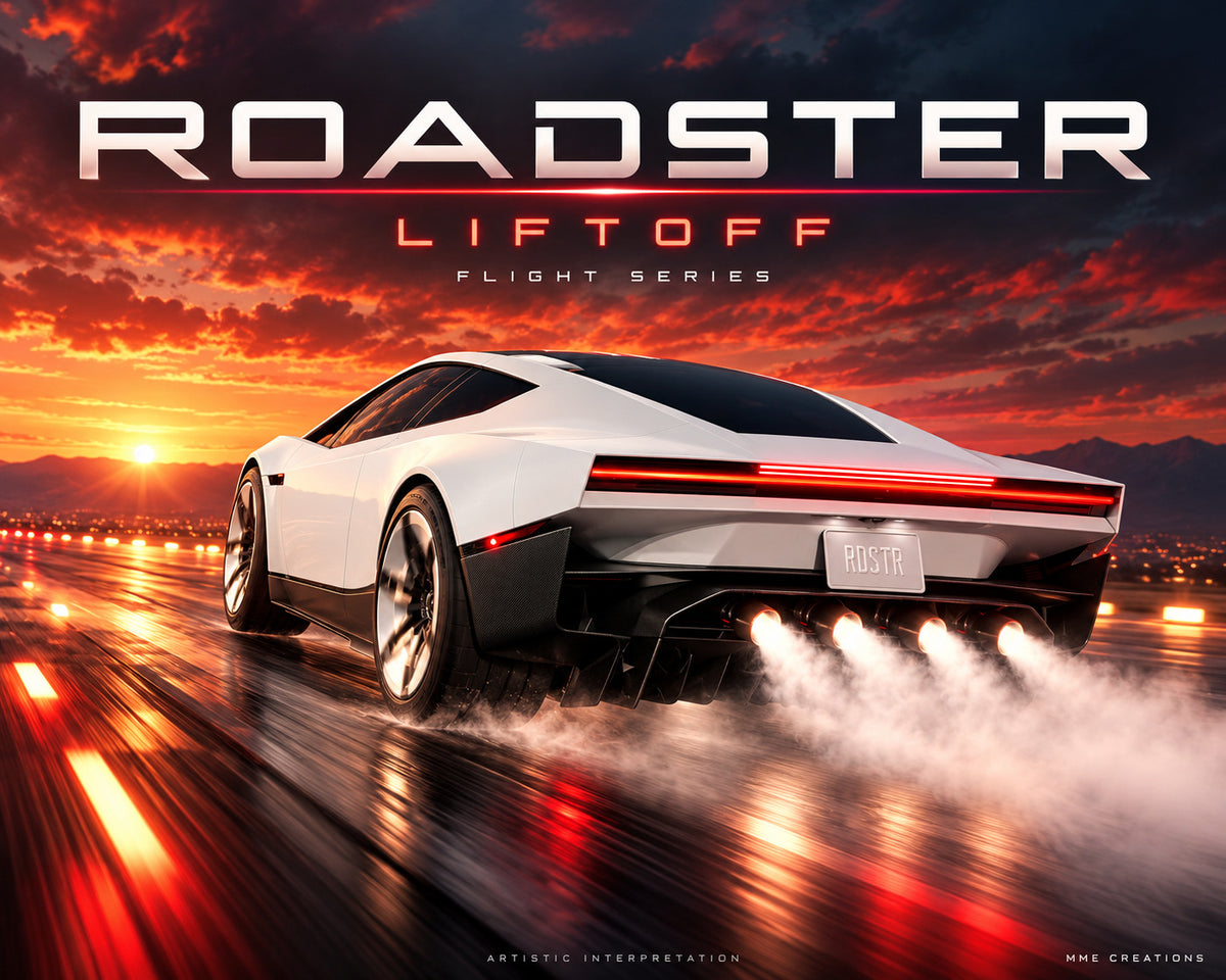 4988 Tesla Roadster Flight Series Complete Set - Ten 8x10 Glossy Art Prints
