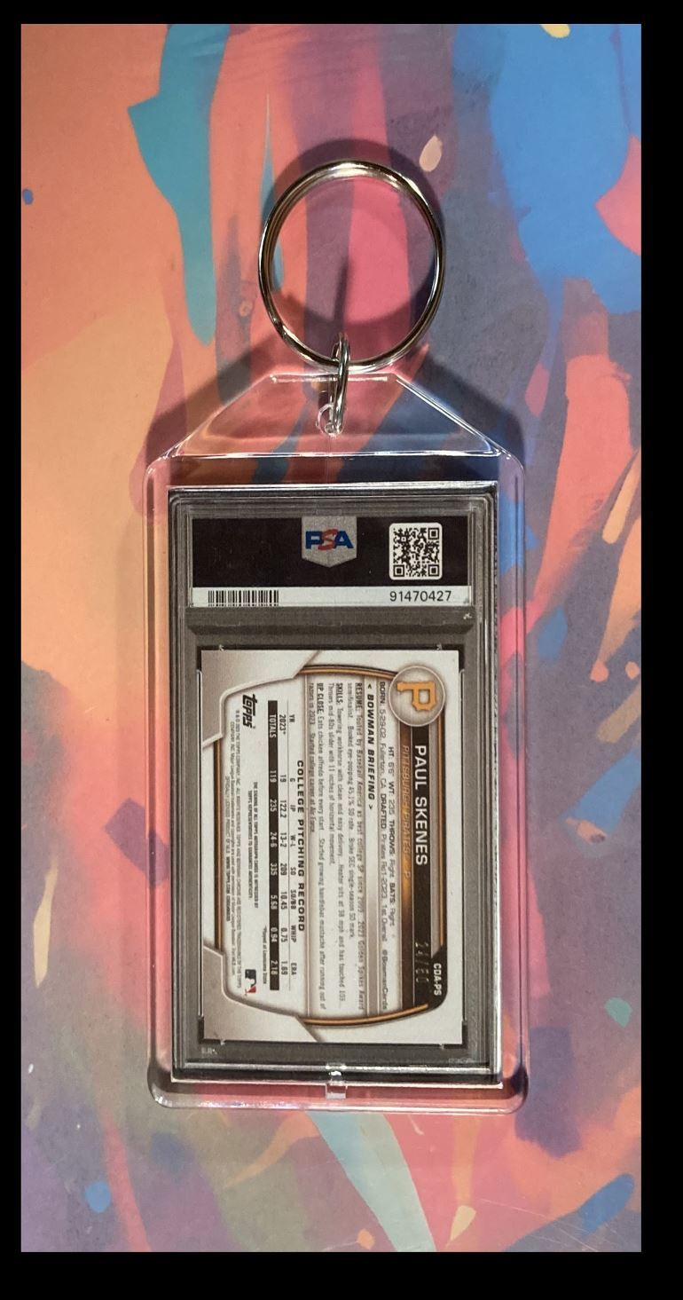 3054 Paul Skenes 2023 Bowman Chrome Gold Auto Custom Made Keychain