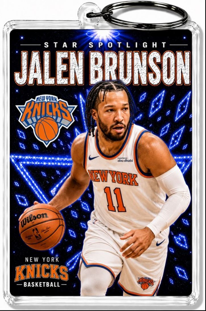 3981 Jalen Brunson Keychain Blue Spotlight Premium Keychain No Nameplate