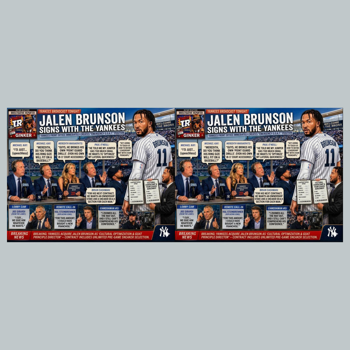 2830 Brunson Signs With Yankees Ginker’s Instant Reactions 8X10 Print BKL