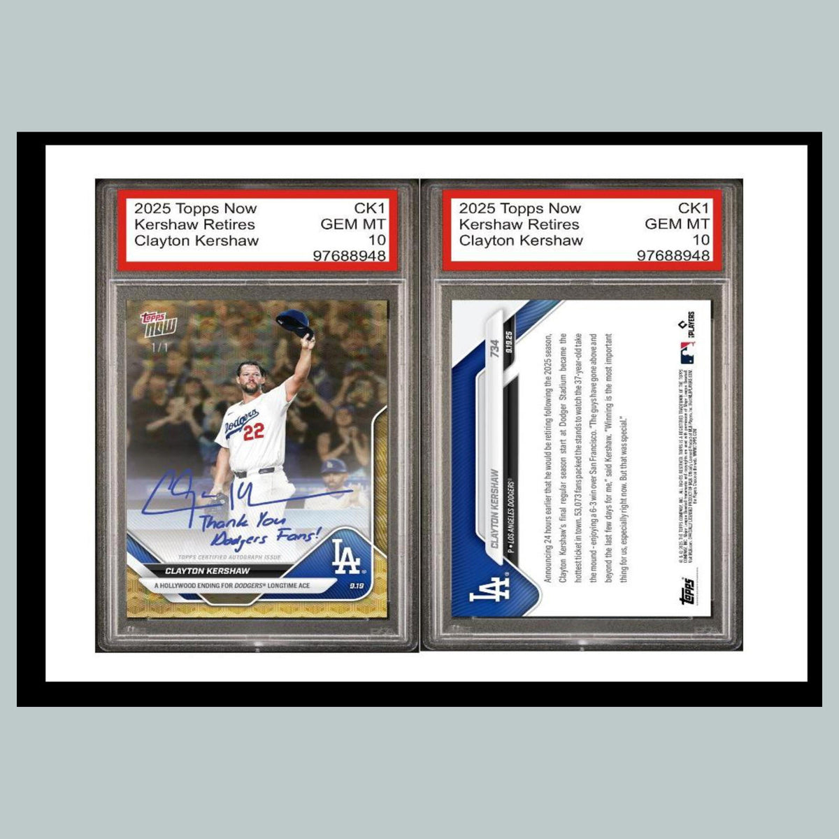 0654 Clayton Kershaw Retires 2025 Now 8X10 Glossy Photo Fast-Secure Shipping BBL