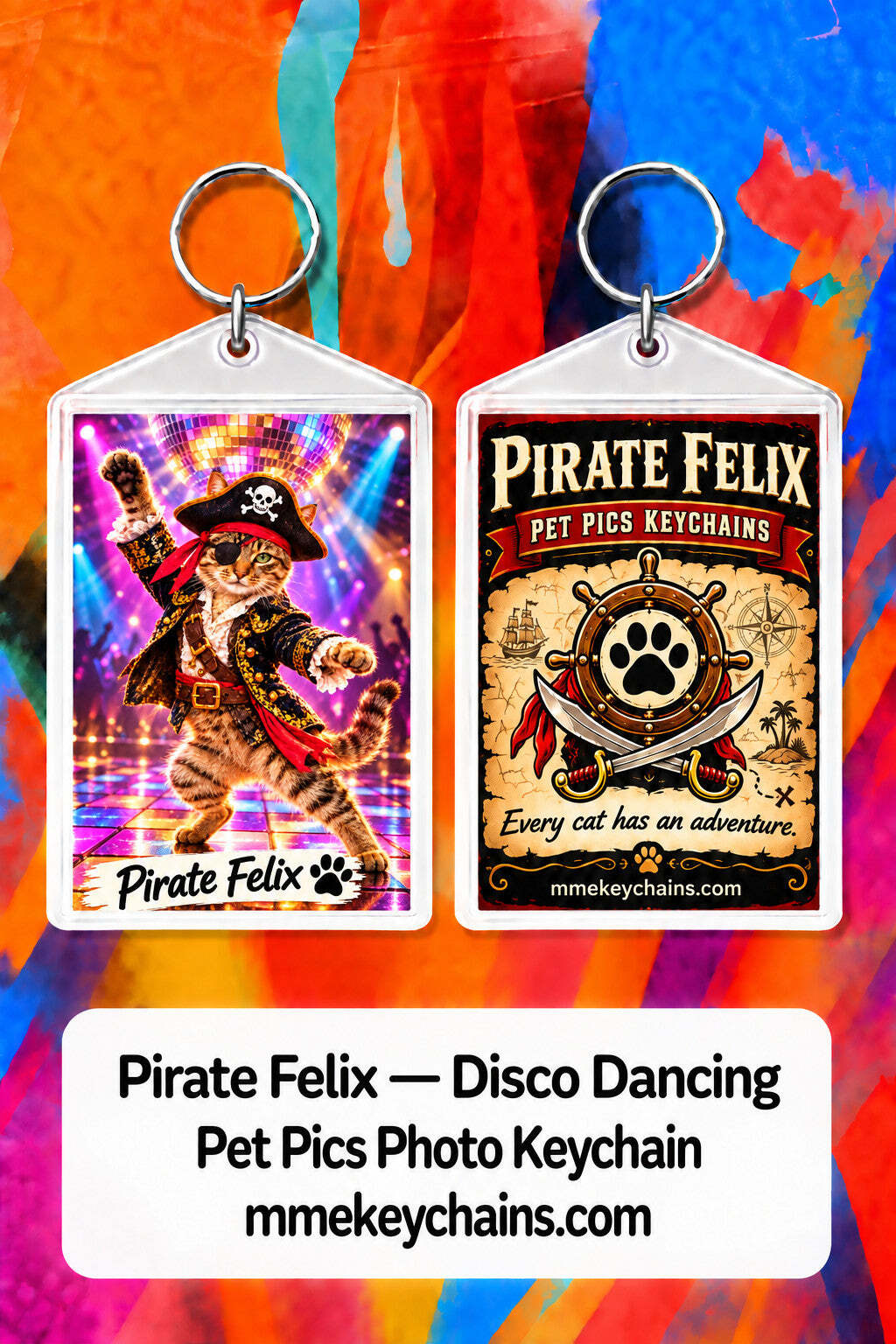 4900 Personalized Pet Pics Keychains Pirate Felix – Disco Dancing