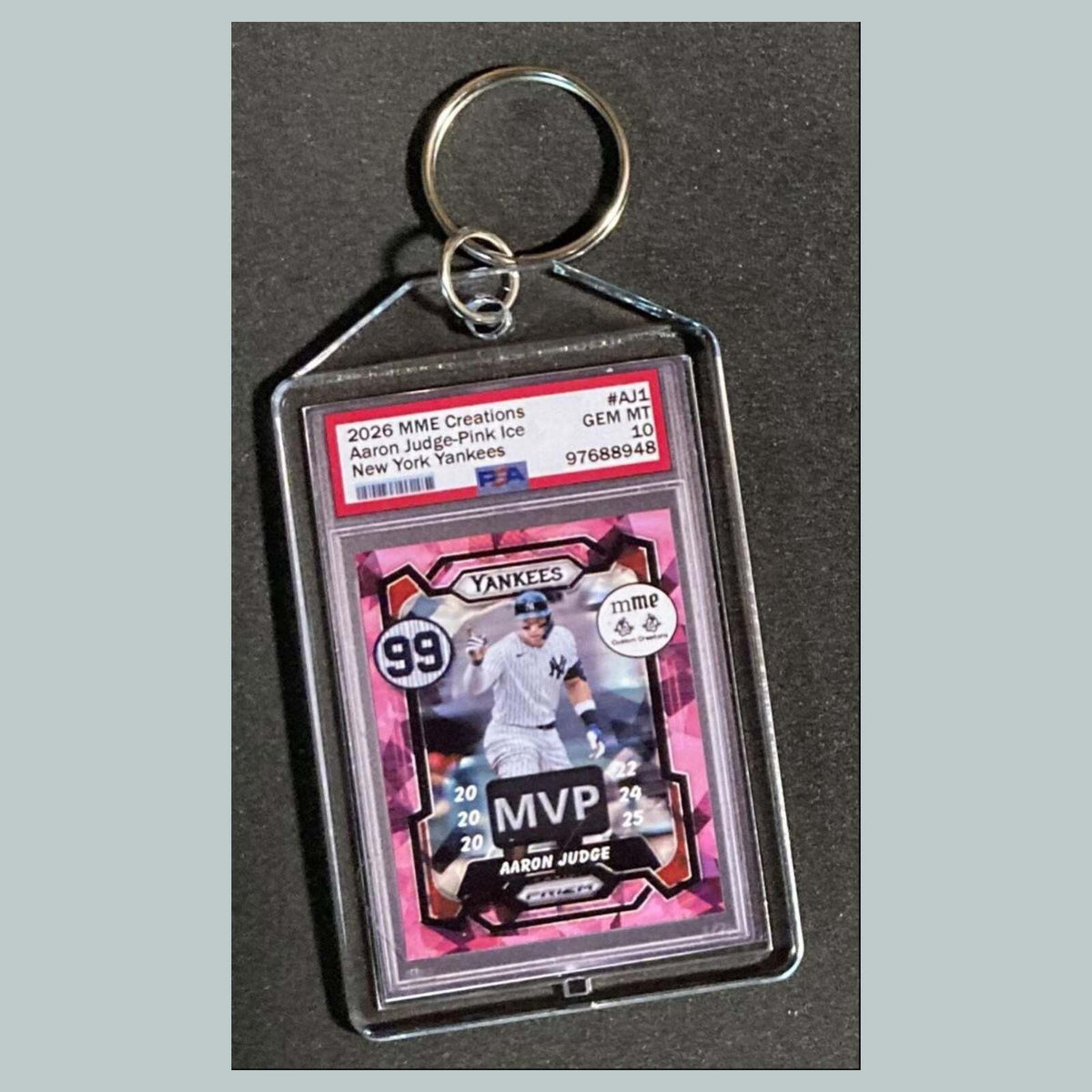 3795 Aaron Judge Pink Ice Mockup Custom Hand Made Keychain