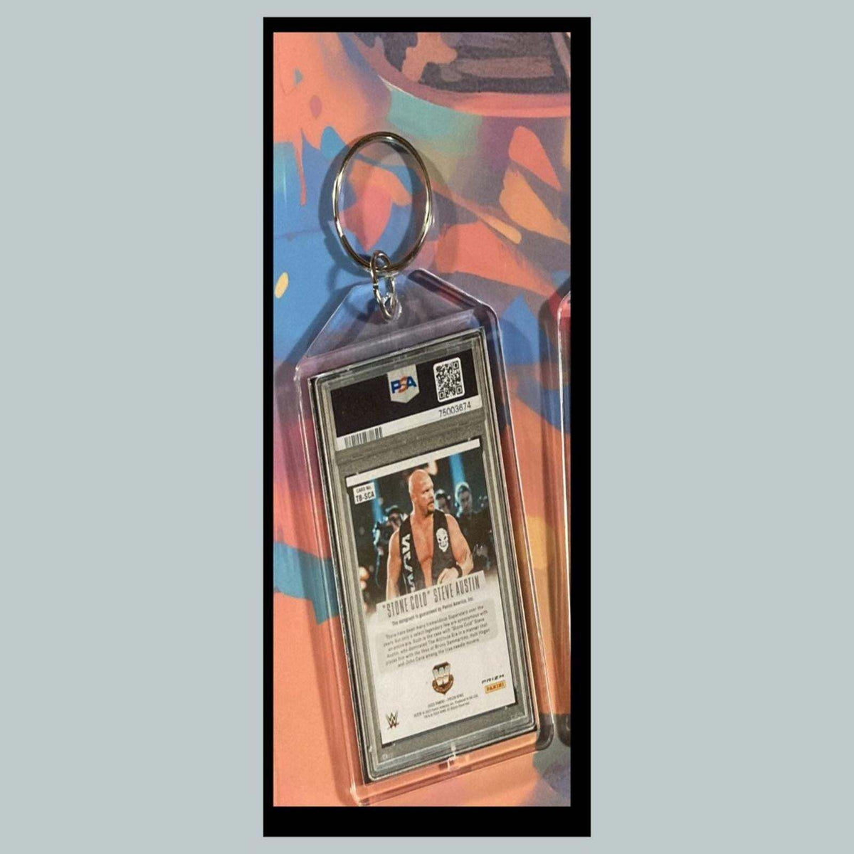 3363 Steve Austin 2023 Panini Prizm Throwback Black Auto Custom Made Keychain