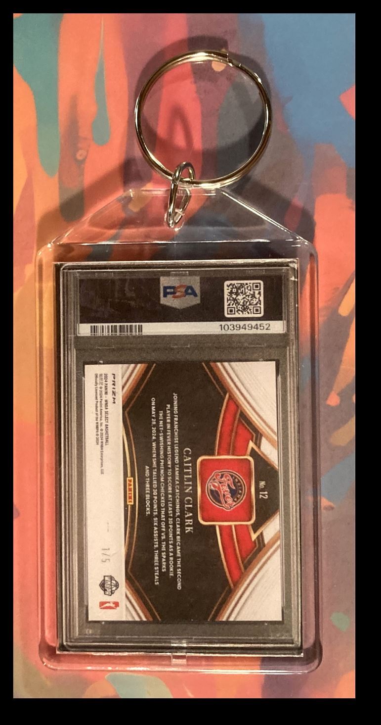 2972 Caitlin Clark 2024 Panini Select Black Gold Prizm Keychain
