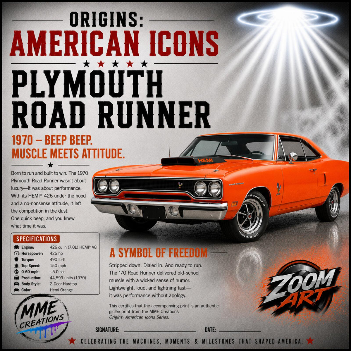 2678 Origins: American Icons — 1970 Road Runner Limited to/25 Giclée Print MS