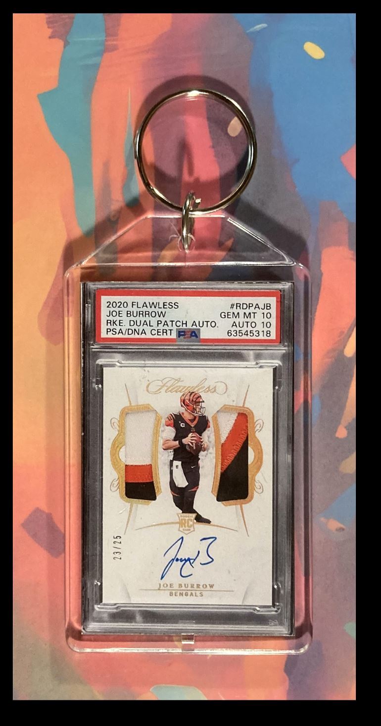 2970 Joe Burrow 2020 Panini Flawless Dual Patch Auto Keychain