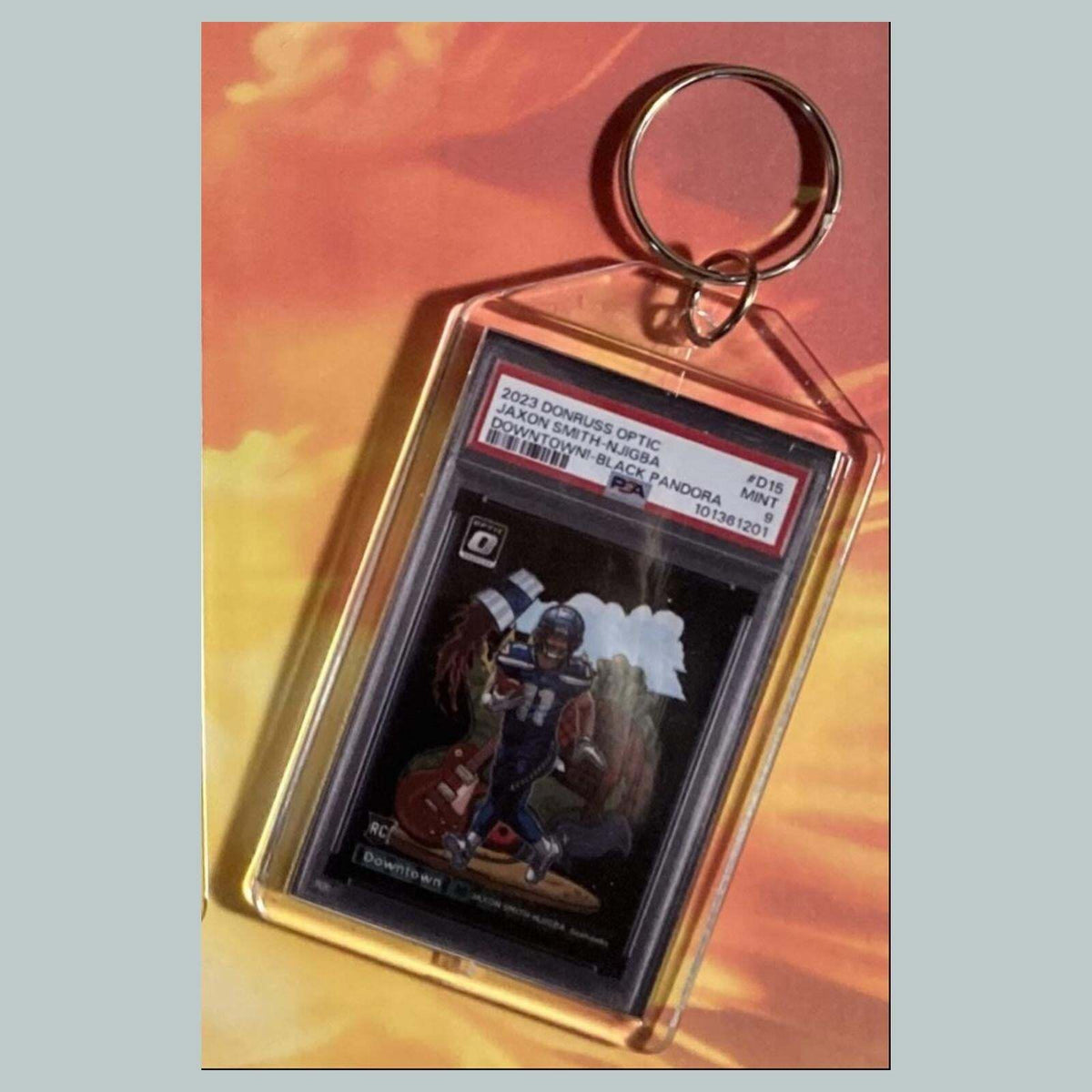 3772 Jaxon Smith-Njigba 2023 Pan/Donruss Optic Downtown Black Pandora Keychain