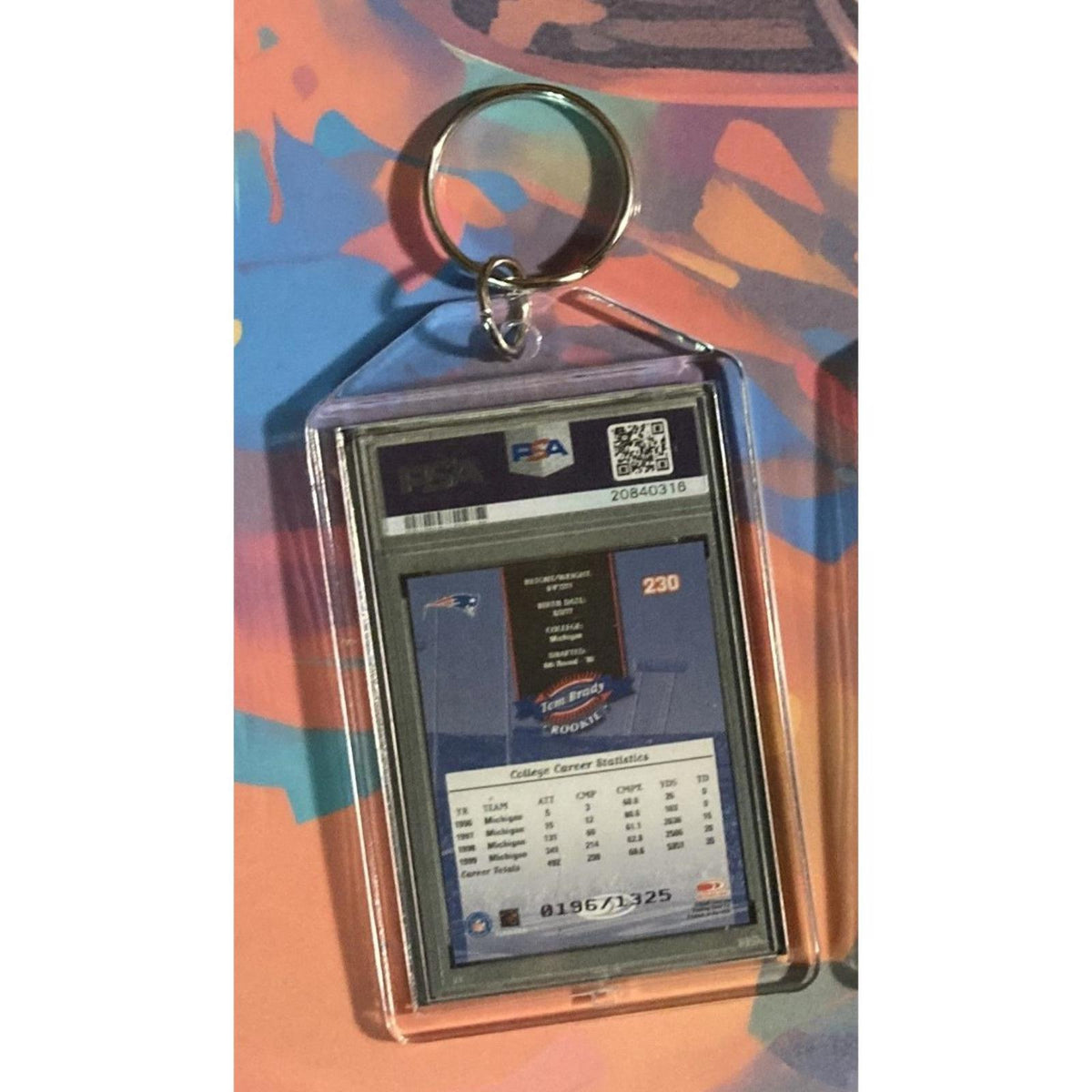 3153 Tom Brady 2000 Donruss Rookie Custom Hand Made Novelty Keychain -Great Gift