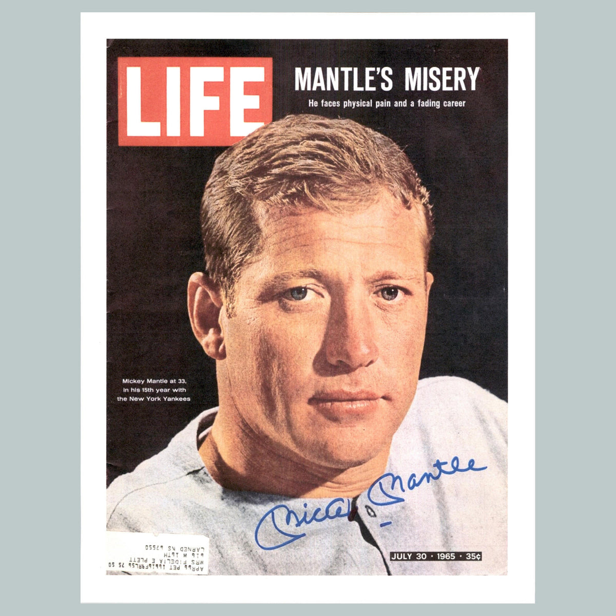 0344 P -8X10 Mickey Mantle Life Cover Fac Auto Glossy Photo Fast Shipping BBL