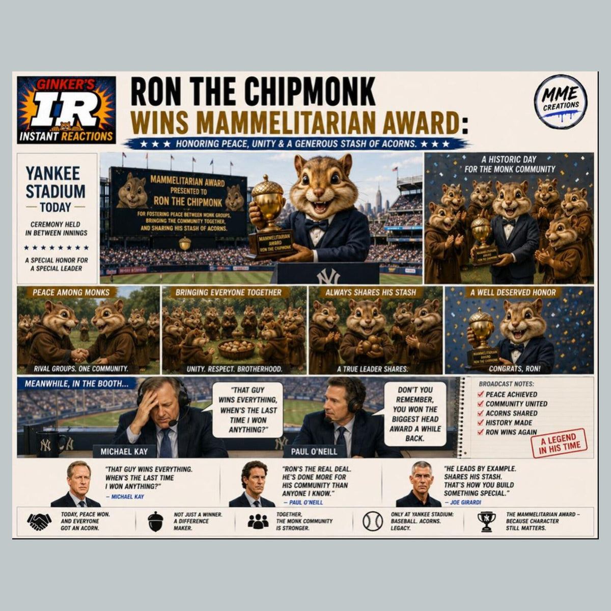 2774 Monk Wins Award Ginker’s Instant Reactions 8X10 Print