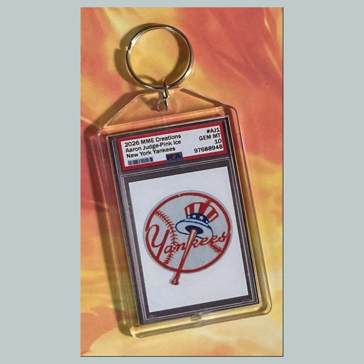 3757 Aaron Judge Pink Ice Custom Hand Made Keychain