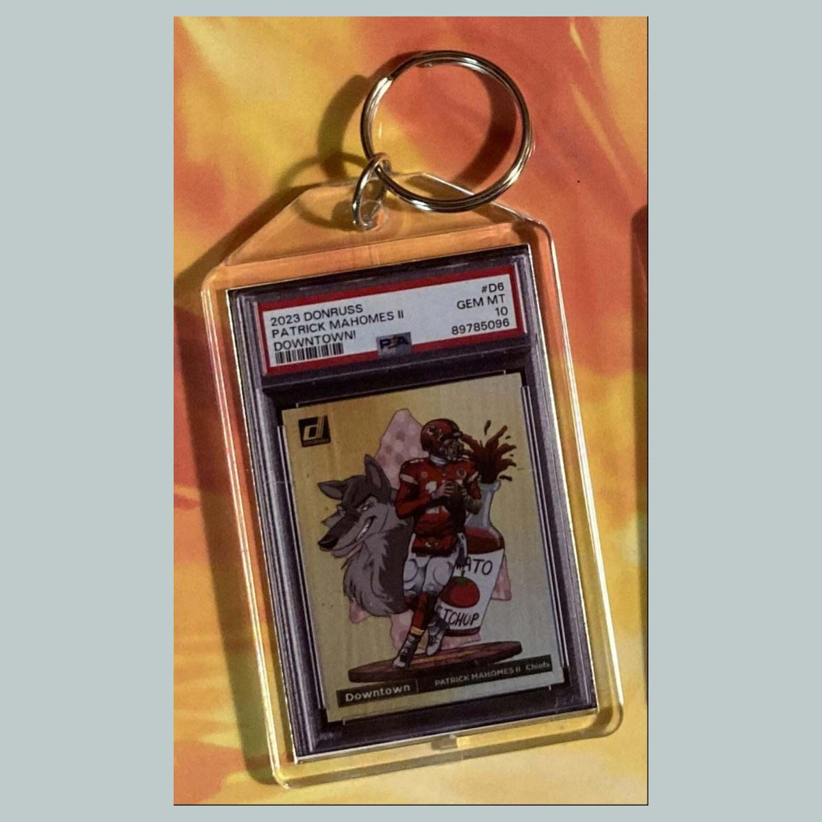 3604 Patrick Mahomes 2023 Panini Donruss Downtown Custom Keychain