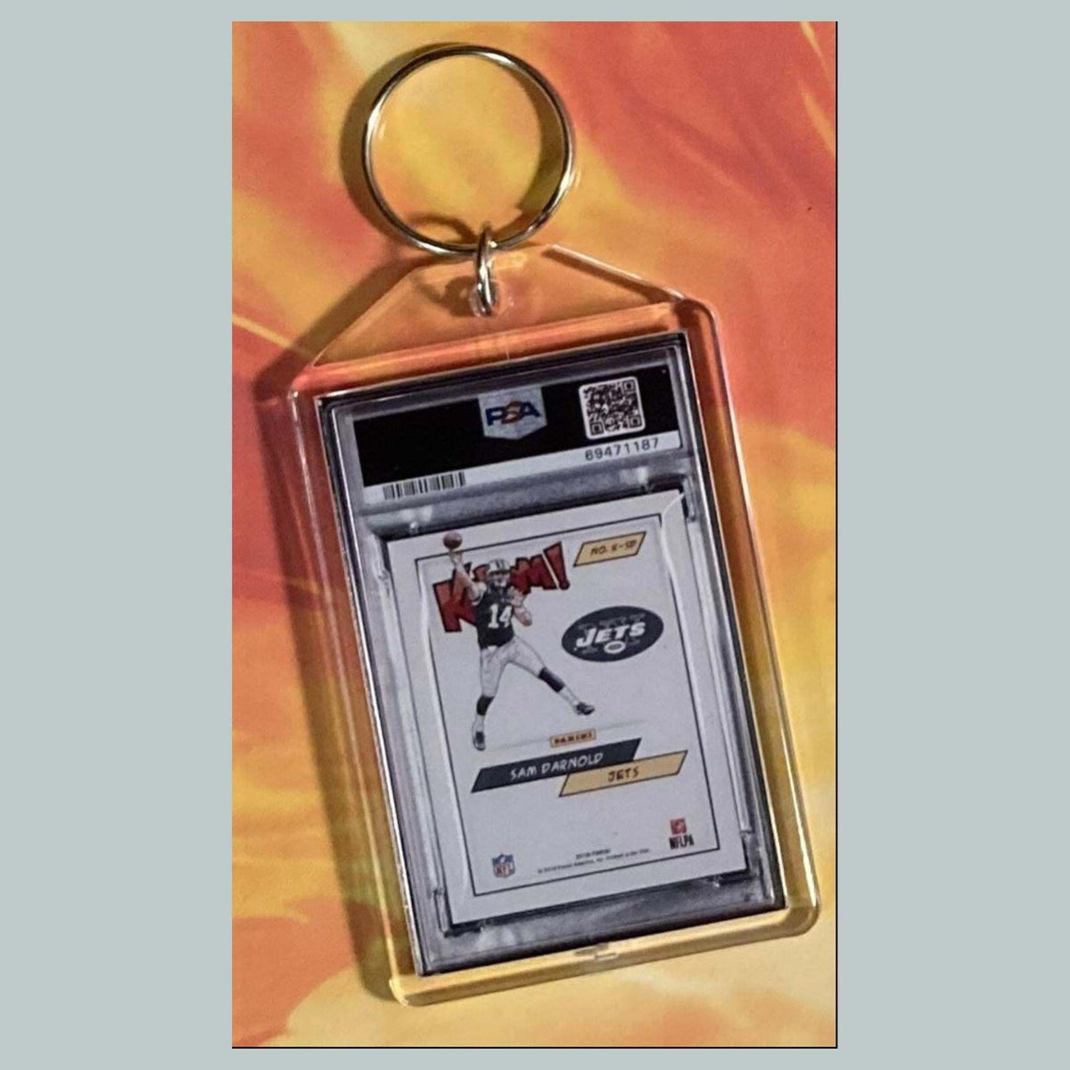 3778 Sam Darnold 2018 Panini Kaboom Gold Custom Hand Made Keychain
