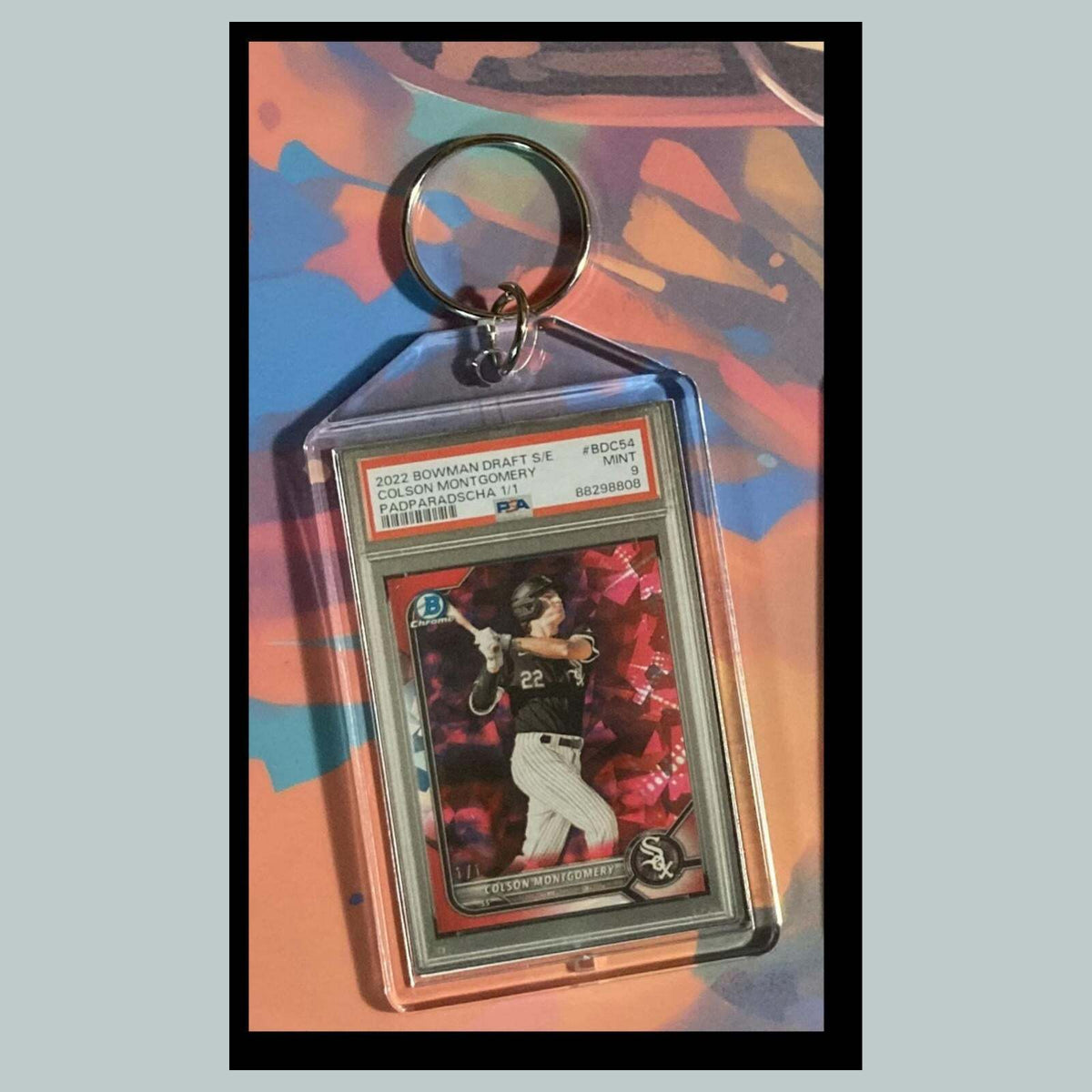 3499 Colson Montgomery 2022 Chrome Draft Padparadscha Custom Hand Made Keychain