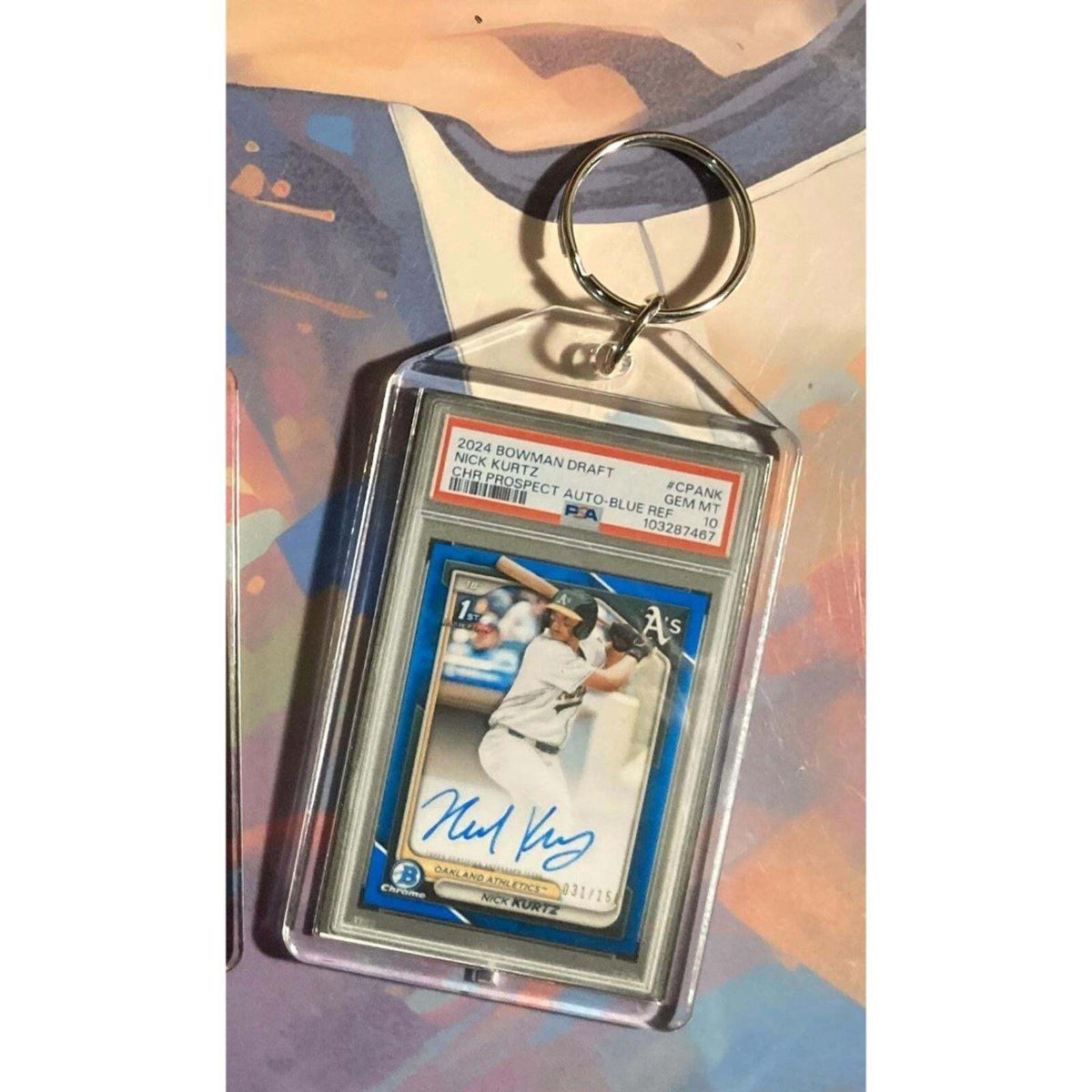 3204 Nick Kurtz 2024 Bowman Draft Chrome Blue Auto Custom Made Novelty Keychain