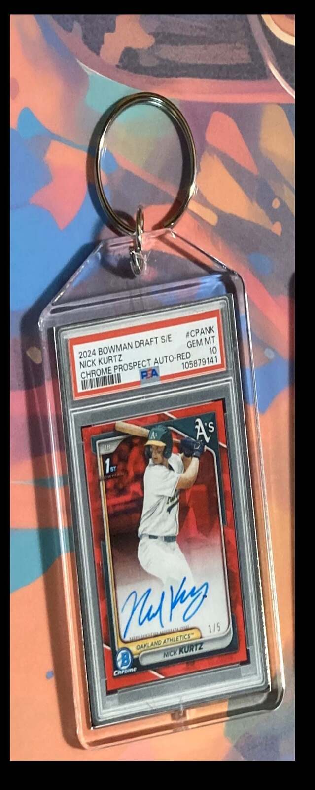 3230 Nick Kurtz 2024 Bowman Draft Chrome Red Auto-Custom Keychain - Great Gift