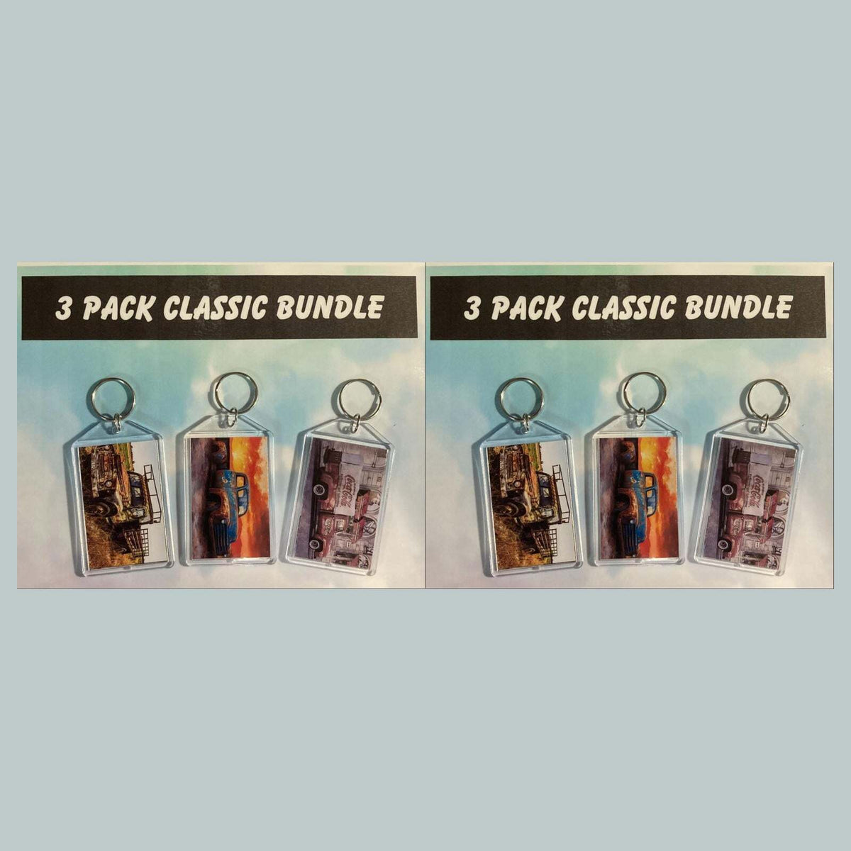 3576B Threefer Bundle Old Rusty Classics Acrylic Keychain | Vintage Keychain