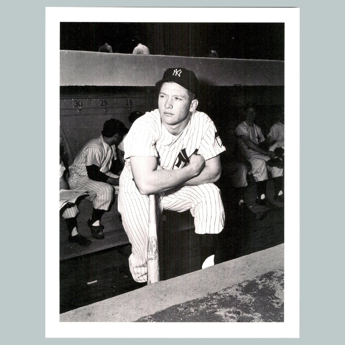 0103 P -8X10 Mickey Mantle 1952-In Dugout With Bat Glossy Photo BBL