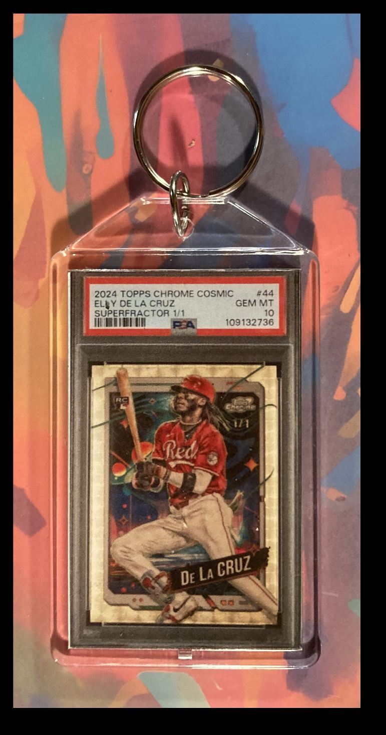 2964 Elly De La Cruz 2024 Topps Chrome Cosmic Superfractor Keychain