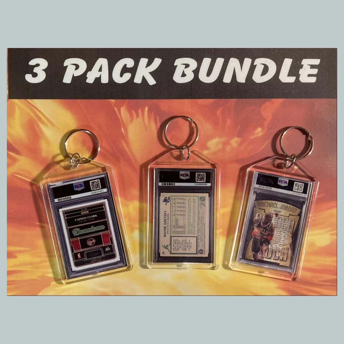 3644B Caitlin Clark-Gretzky Auto-Jordan 3 Pack Custom Hand Made Keychain