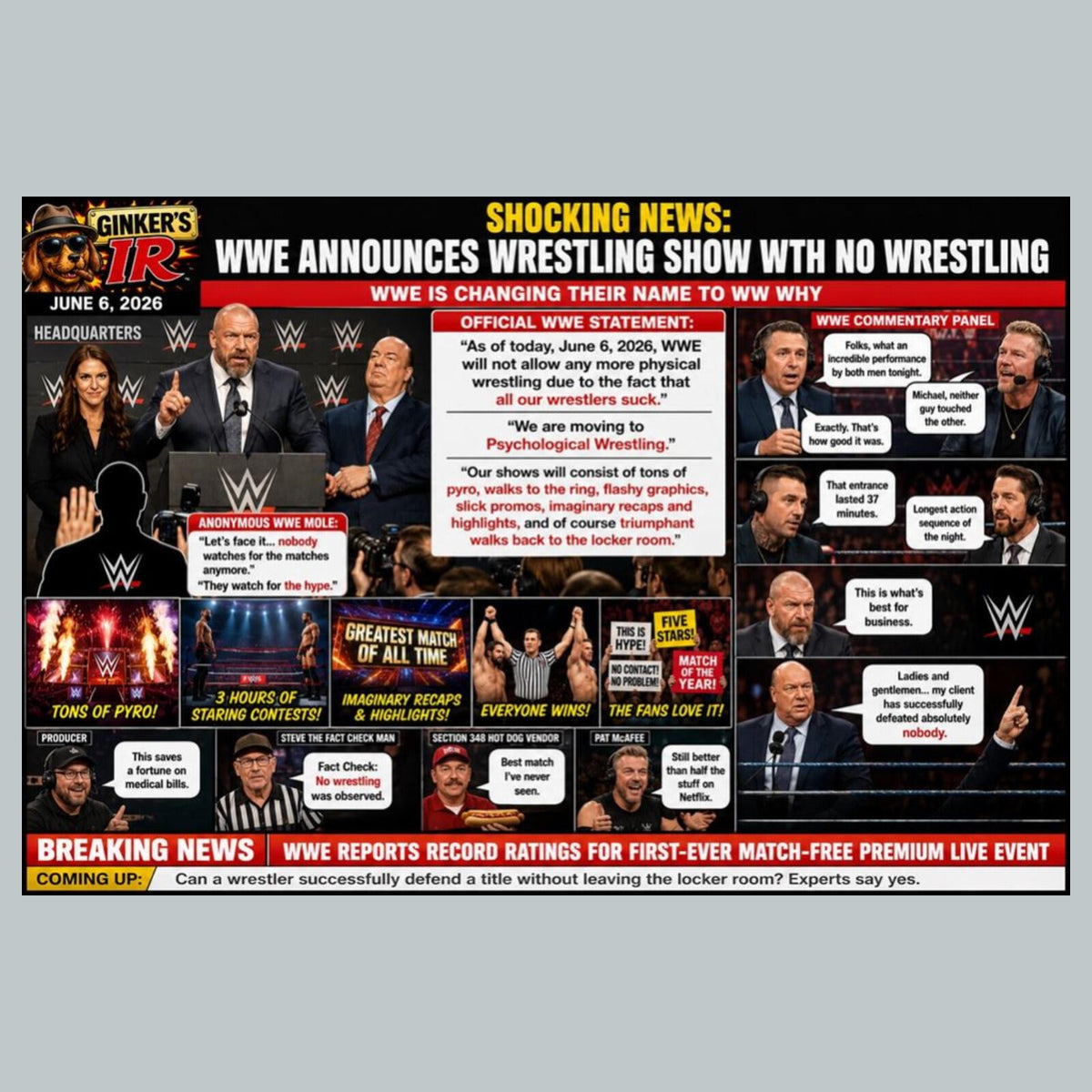 2772 WWE No More Wrestling Ginker’s Instant Reactions 8X10 Print