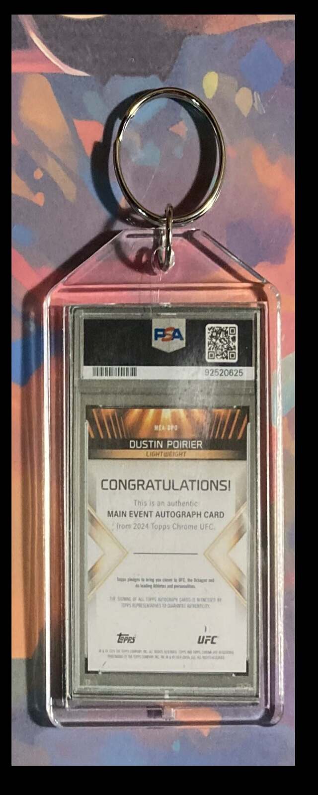2988 Dustin Poirier 2024 Topps Chrome Main Event Auto Keychain