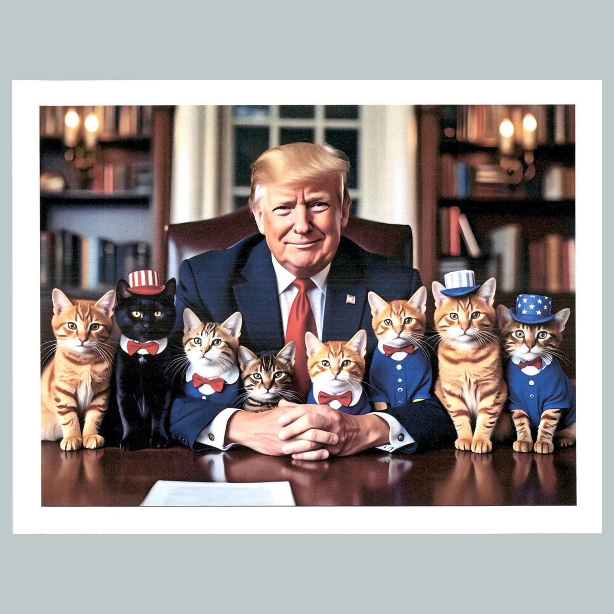 0199 P -8X10 Trump Sitting With 8 Cats Glossy Photo Fast-Secure Shipping MS