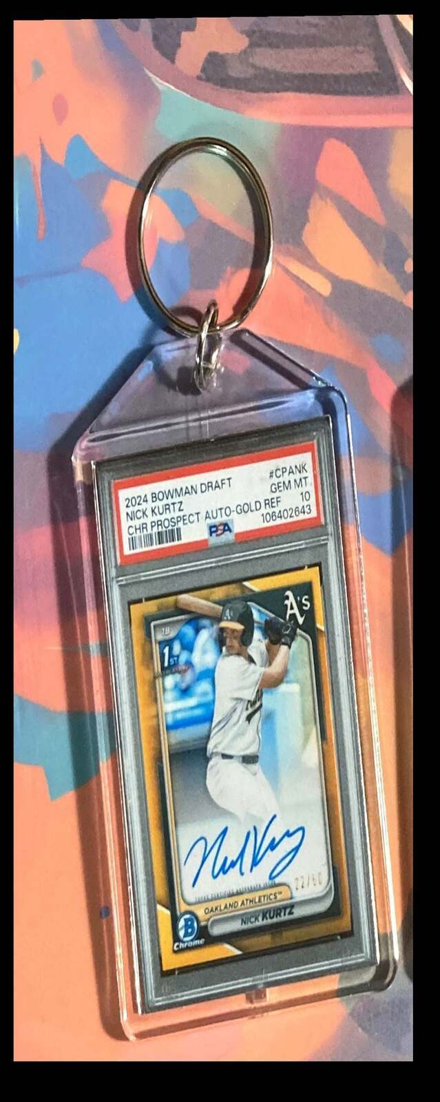 3209 Nick Kurtz 2024 Bowman Draft Chrome Gold Auto Keychain