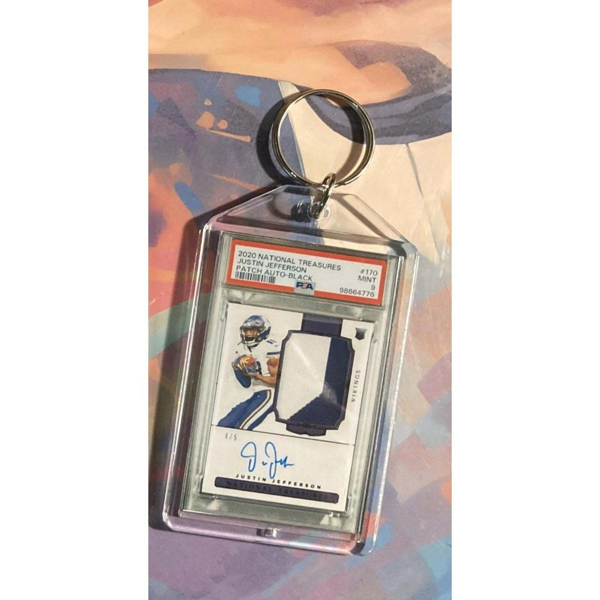 3274Justin Jefferson 2020 Panini National Tresures Patch Auto Novelty Keychain