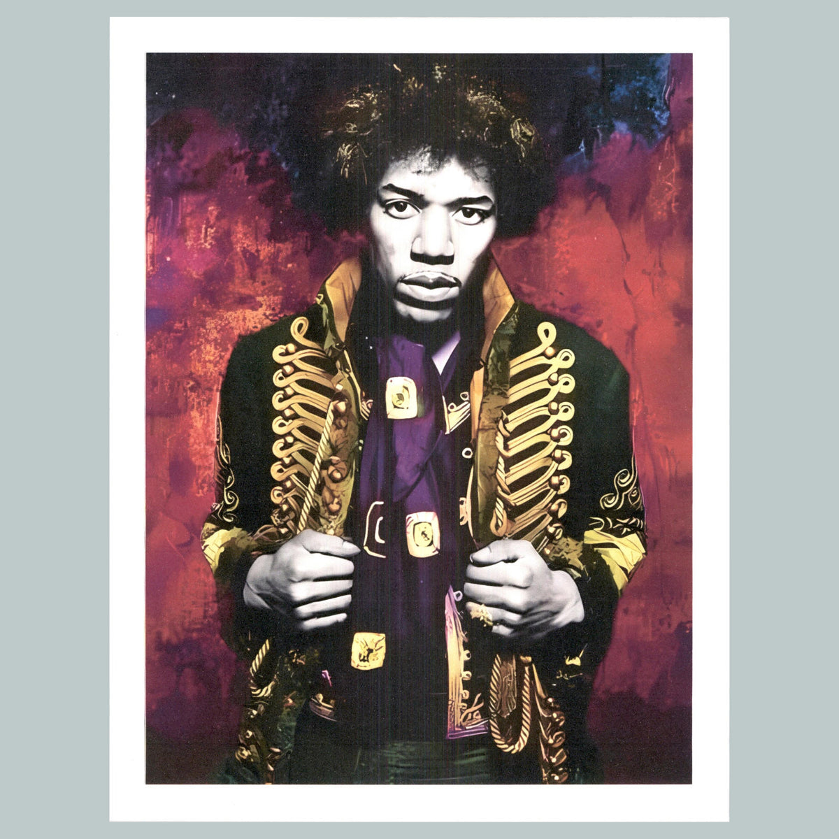 0127 P -8X10 Jimi Hendrix Red Background Glossy Photo Fast Shipping