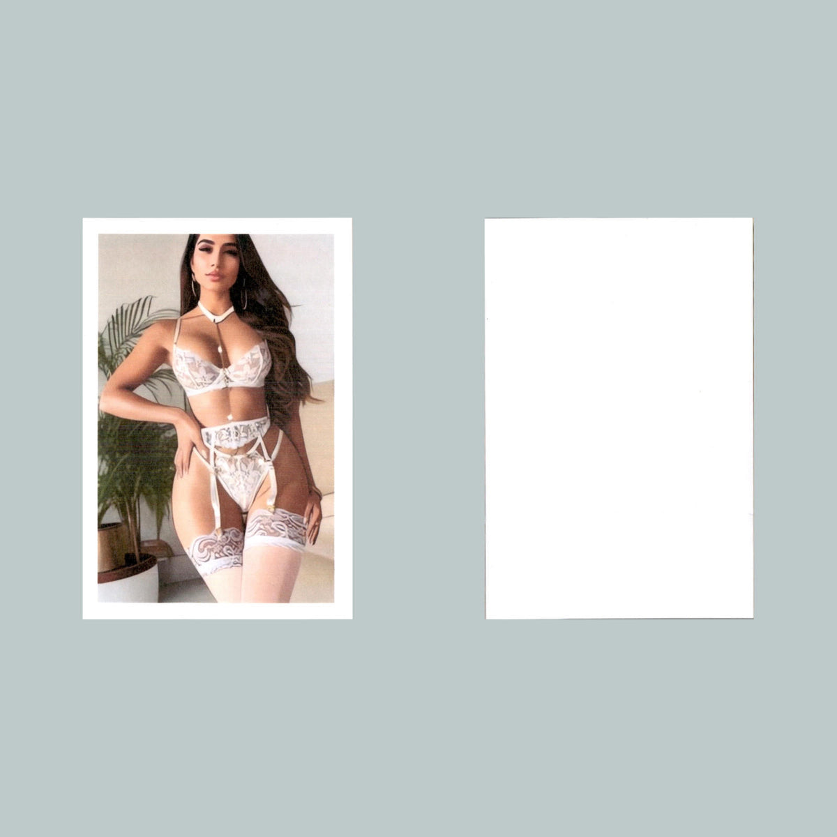 0327 P -8X10 Pinup White Lingerie Glossy Photo Fast-Secure Shipping MS