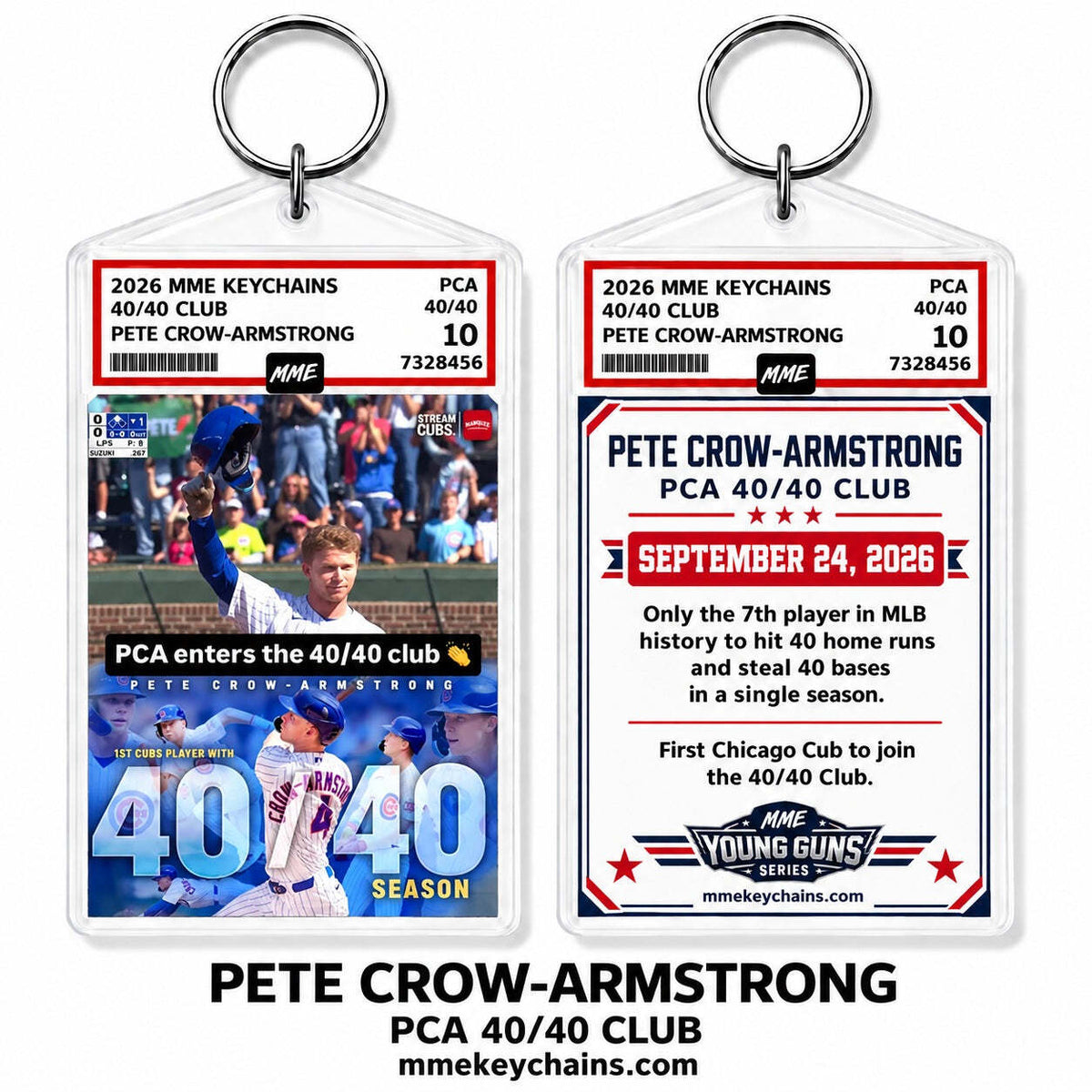 4924 Pete Crow-Armstrong PCA 40/40 Club Keychain – 40/40 Season Collage