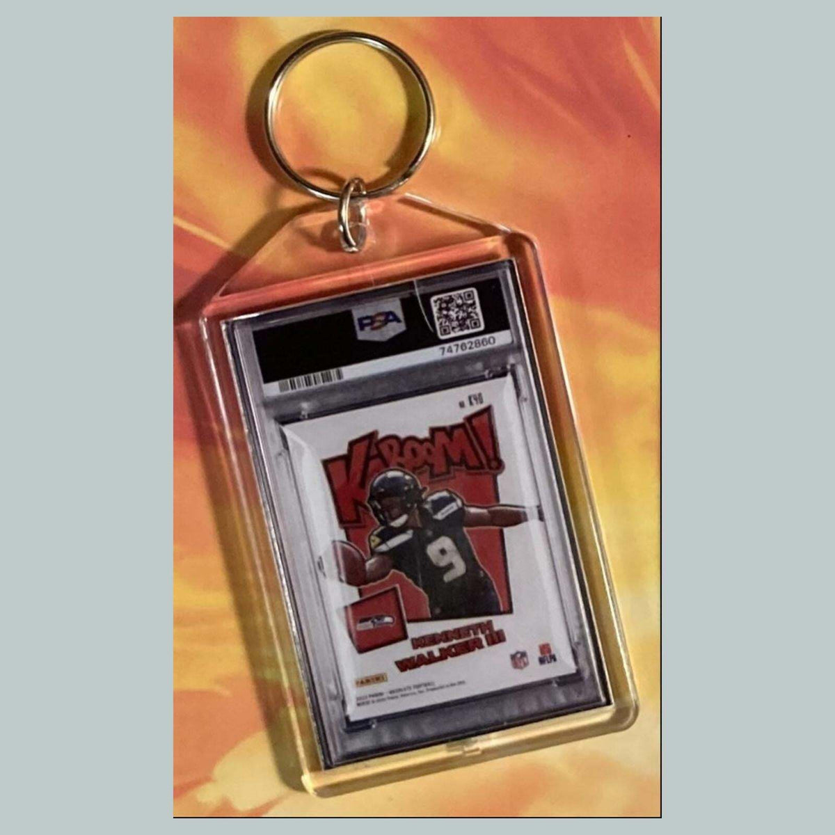 3770 Kenneth Walker III 2022 Panini Absolute Kaboom Gold Hand Made Keychain