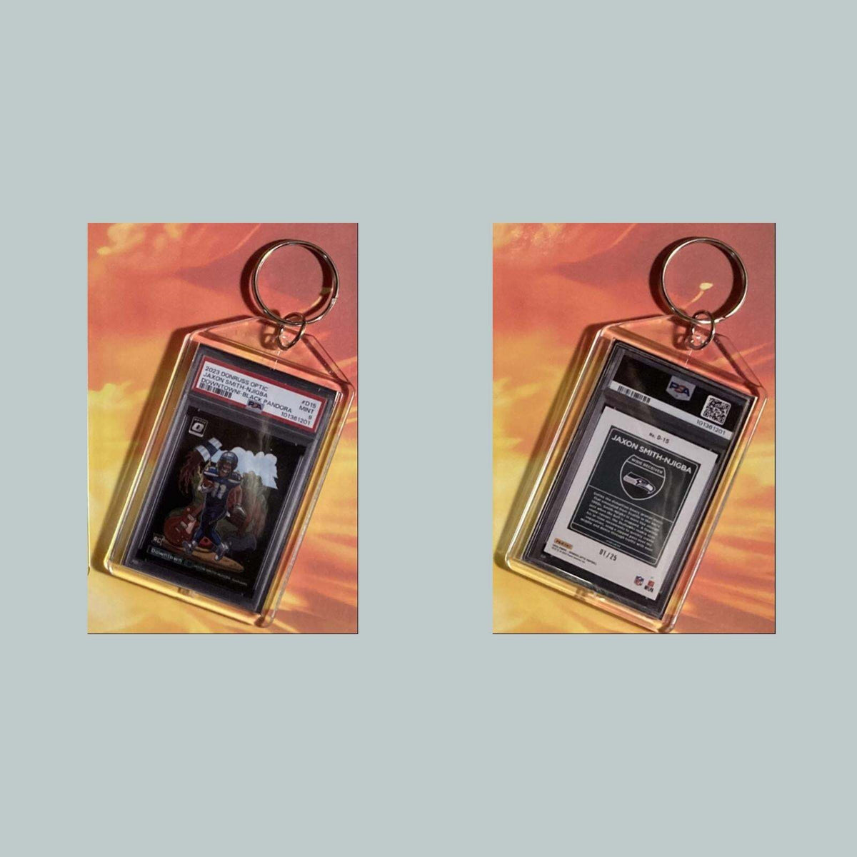 3772 Jaxon Smith-Njigba 2023 Pan/Donruss Optic Downtown Black Pandora Keychain