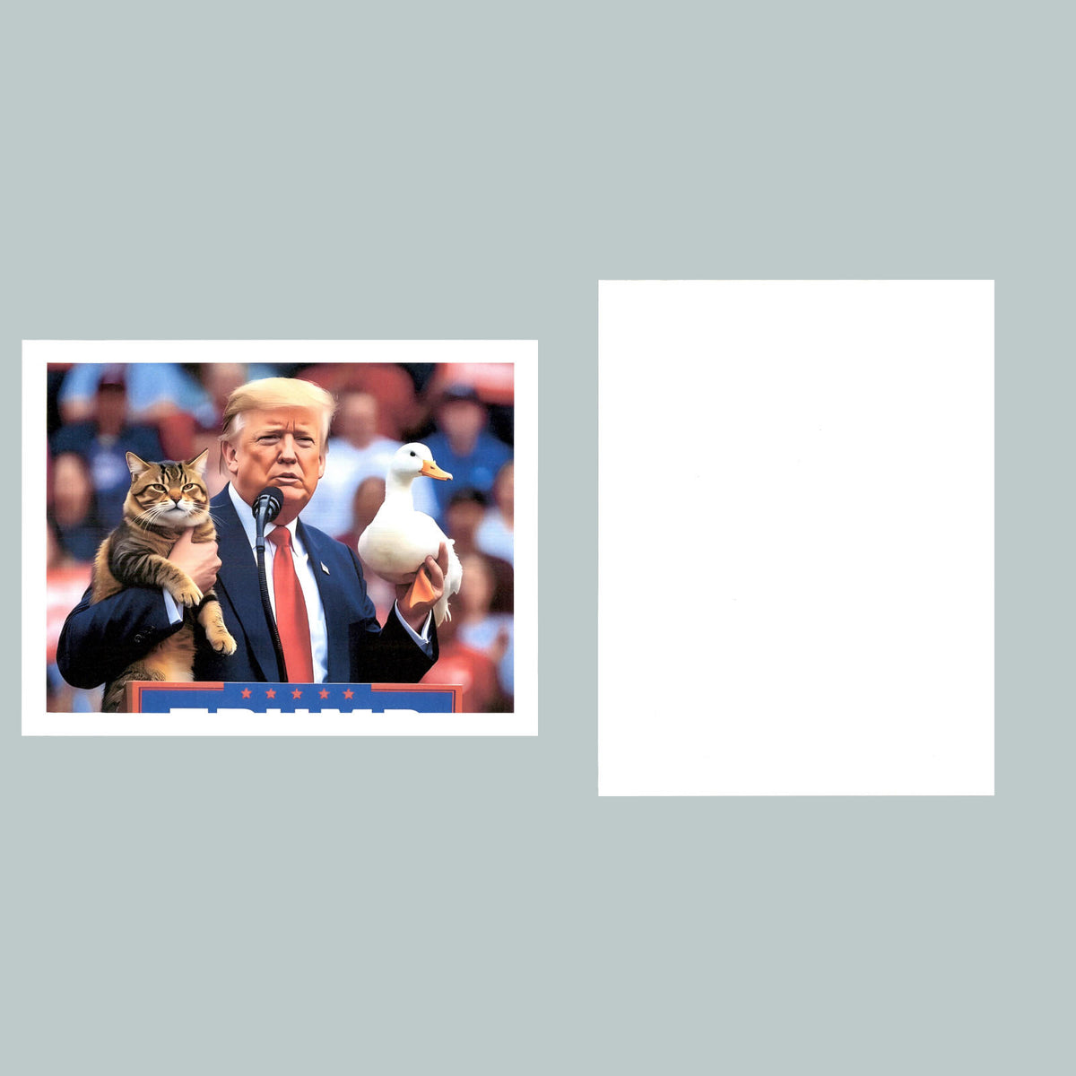 0191 P -8X10 Trump with Cat And Duck At Rally Glossy Photo Fast Shipping MS