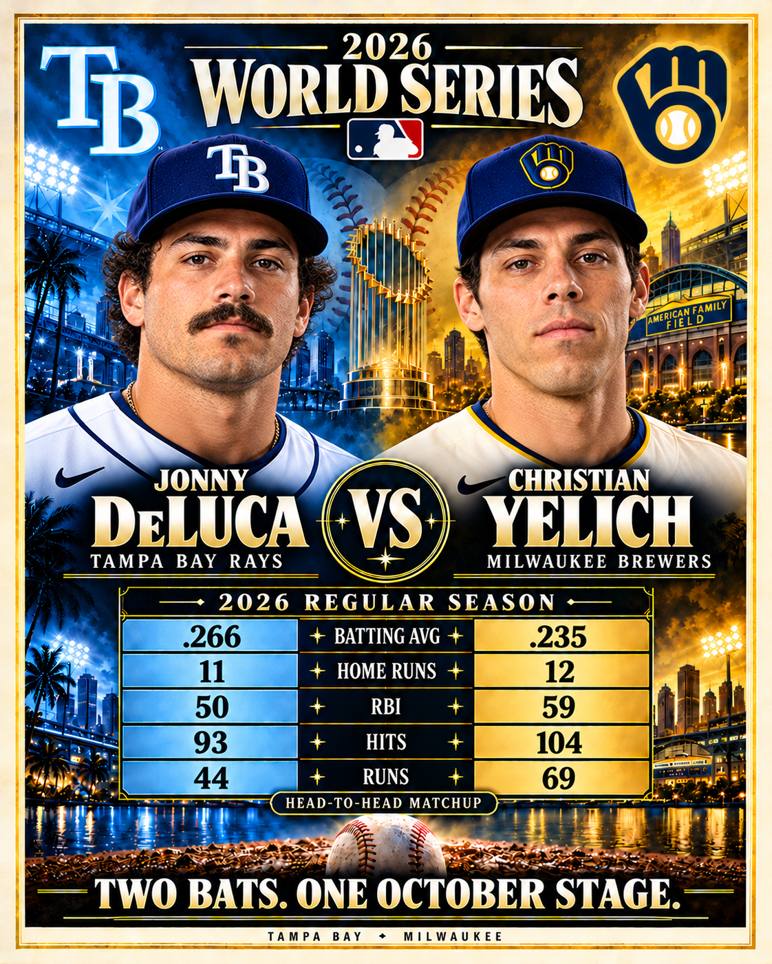 5053 Tampa Bay Rays vs Milwaukee Brewers World Series 8x10 Print Design 9