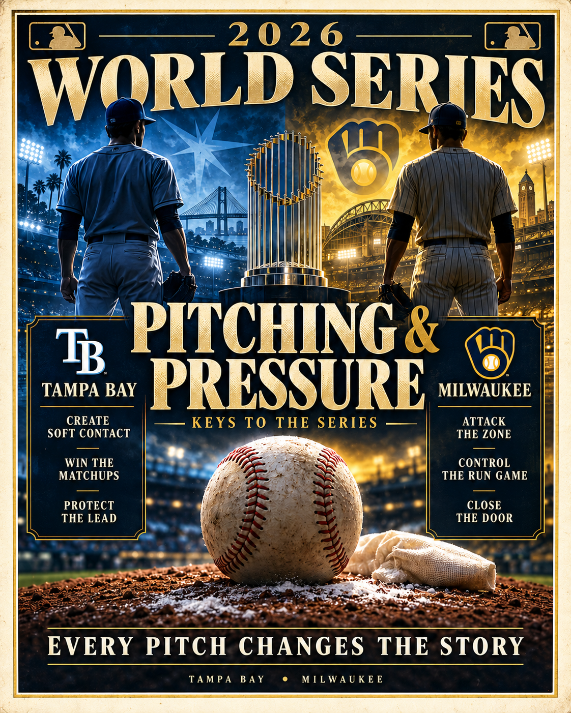 5057 Tampa Bay Rays vs Milwaukee Brewers World Series 8x10 Print Design 3